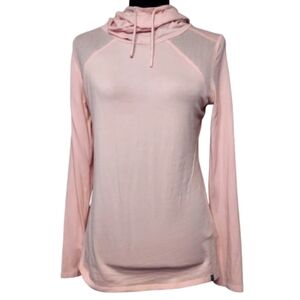 MNY Marc New York Performance Hooded Funnel Neck Long Sleeve T-shirt Pink Size S